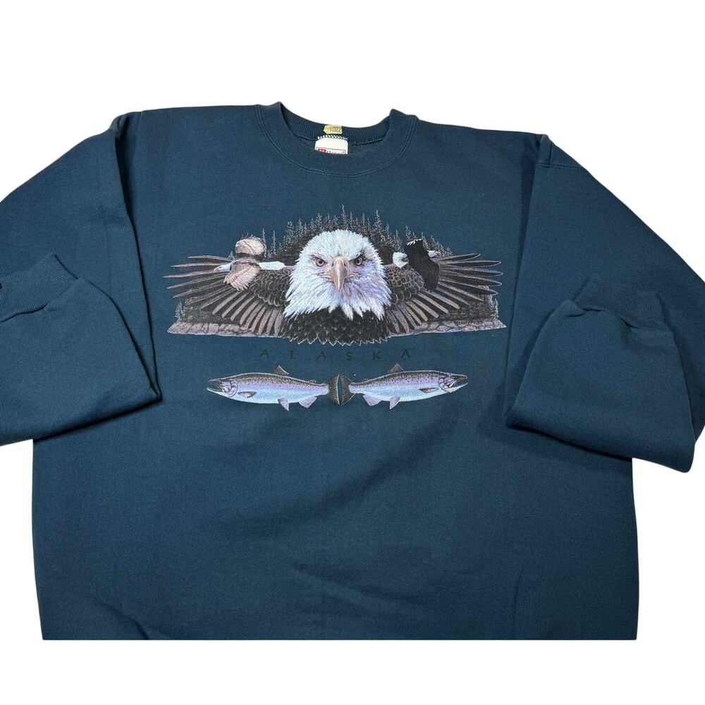 Hanes Heavyweight Alaska Bald Eagle Sweater Vintage Y2K Nature